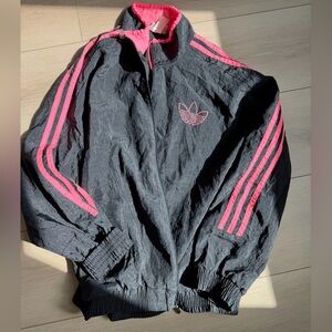 Adidas Black and Pink Track Jacket